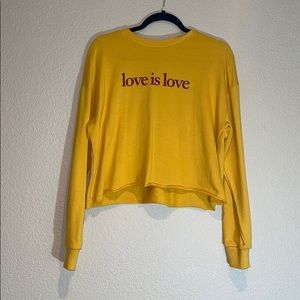 Yellow “ Love is love “ cropped long sleeve
